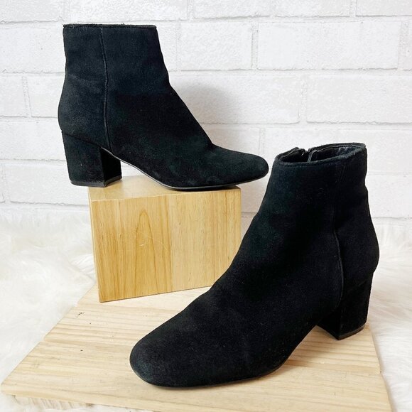 Steve Madden Rey Black Suede Ankle Boot Block Heel Booties Women's Size 7M - Picture 2 of 10